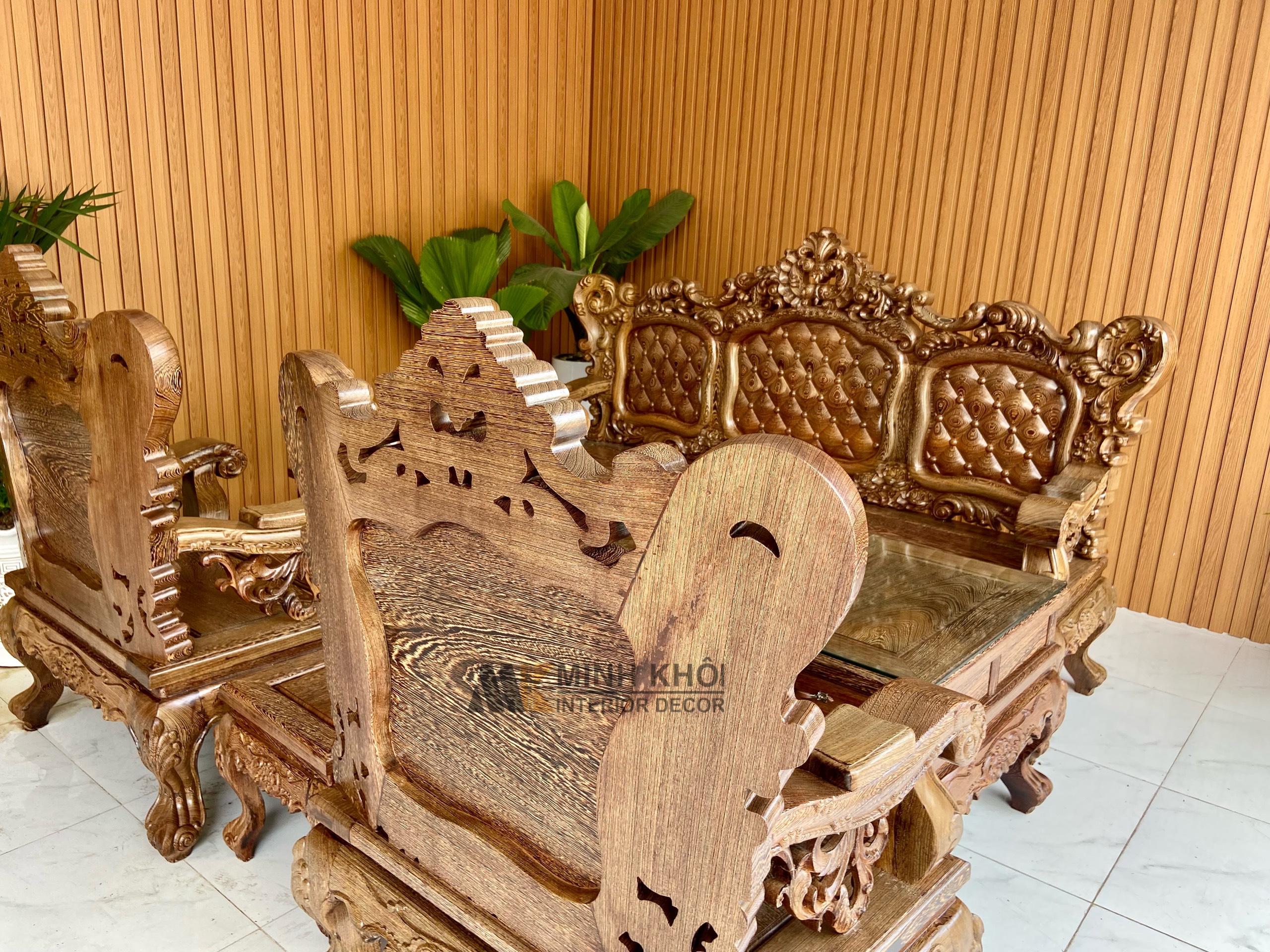 Salon hoàng gia gỗ Mun Công 6 món - SL3015