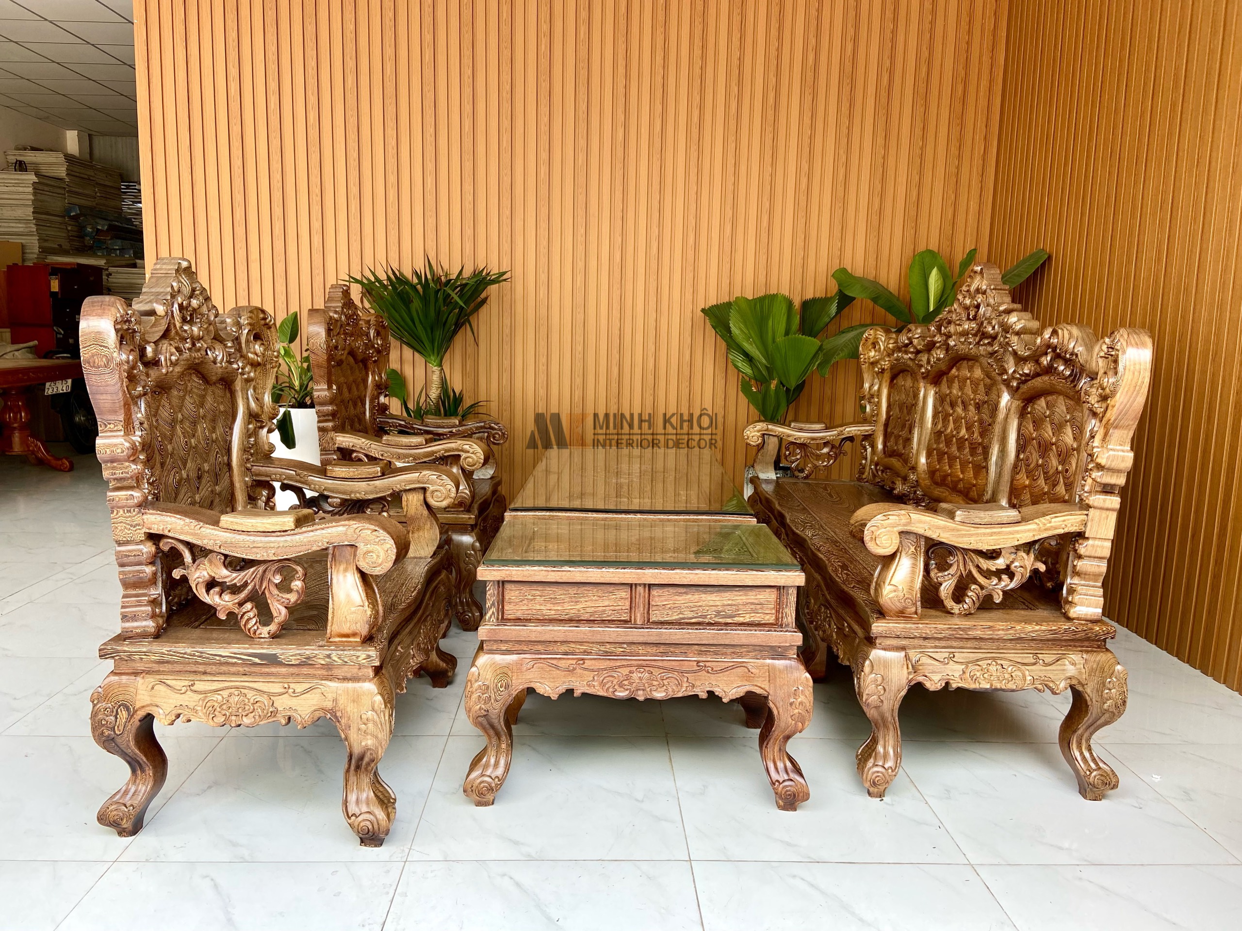 Salon hoàng gia gỗ Mun Công 6 món - SL3015