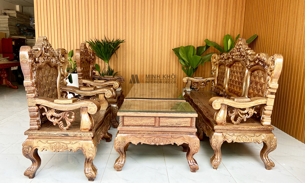 Salon Hoàng Gia Gỗ Mun Đuôi Công 6 Món - SL3015