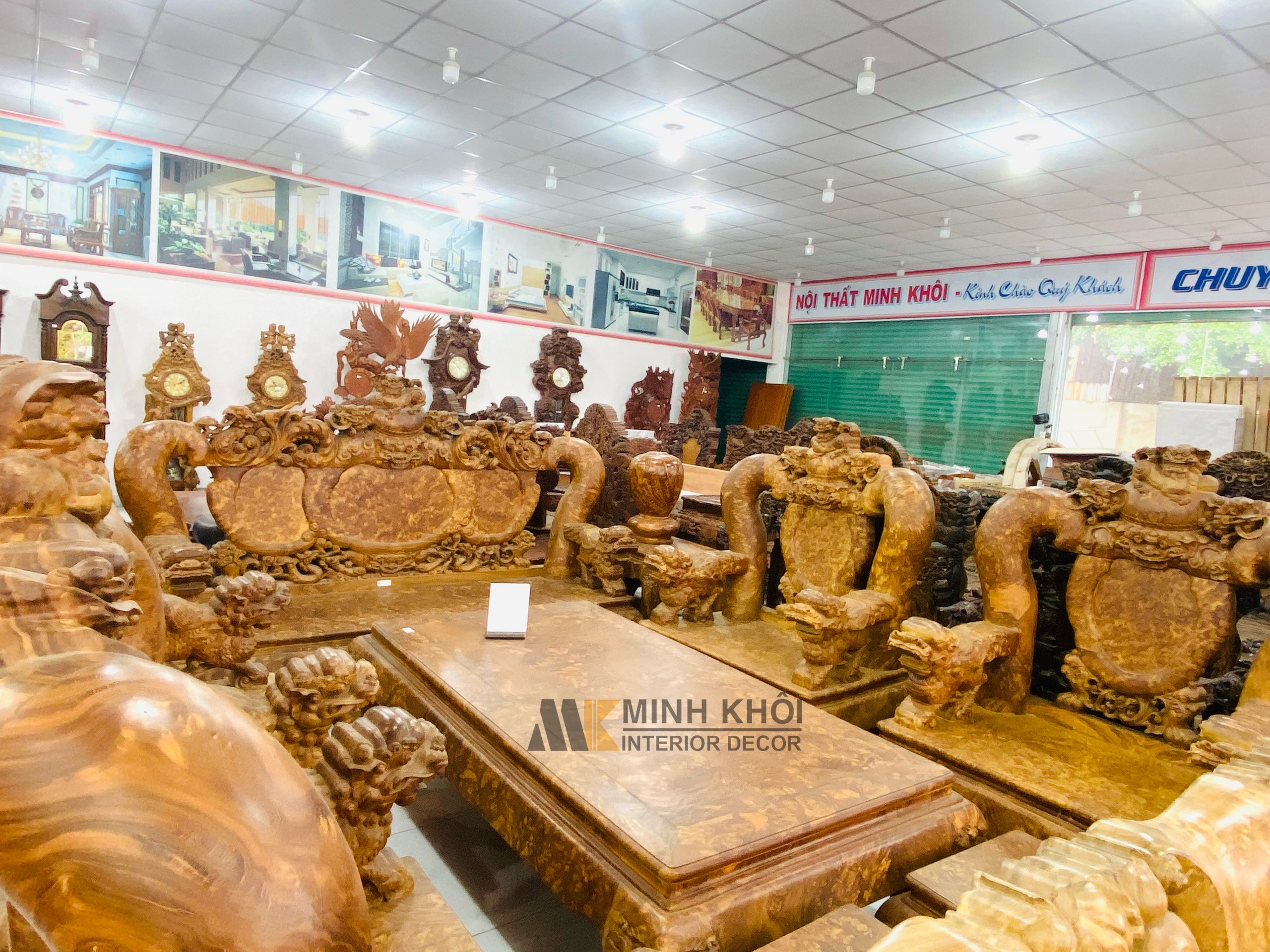 Bàn Ghế Gỗ Nu Nghiến Cột 20 Nghê Phụng Đẳng Cấp - SL688