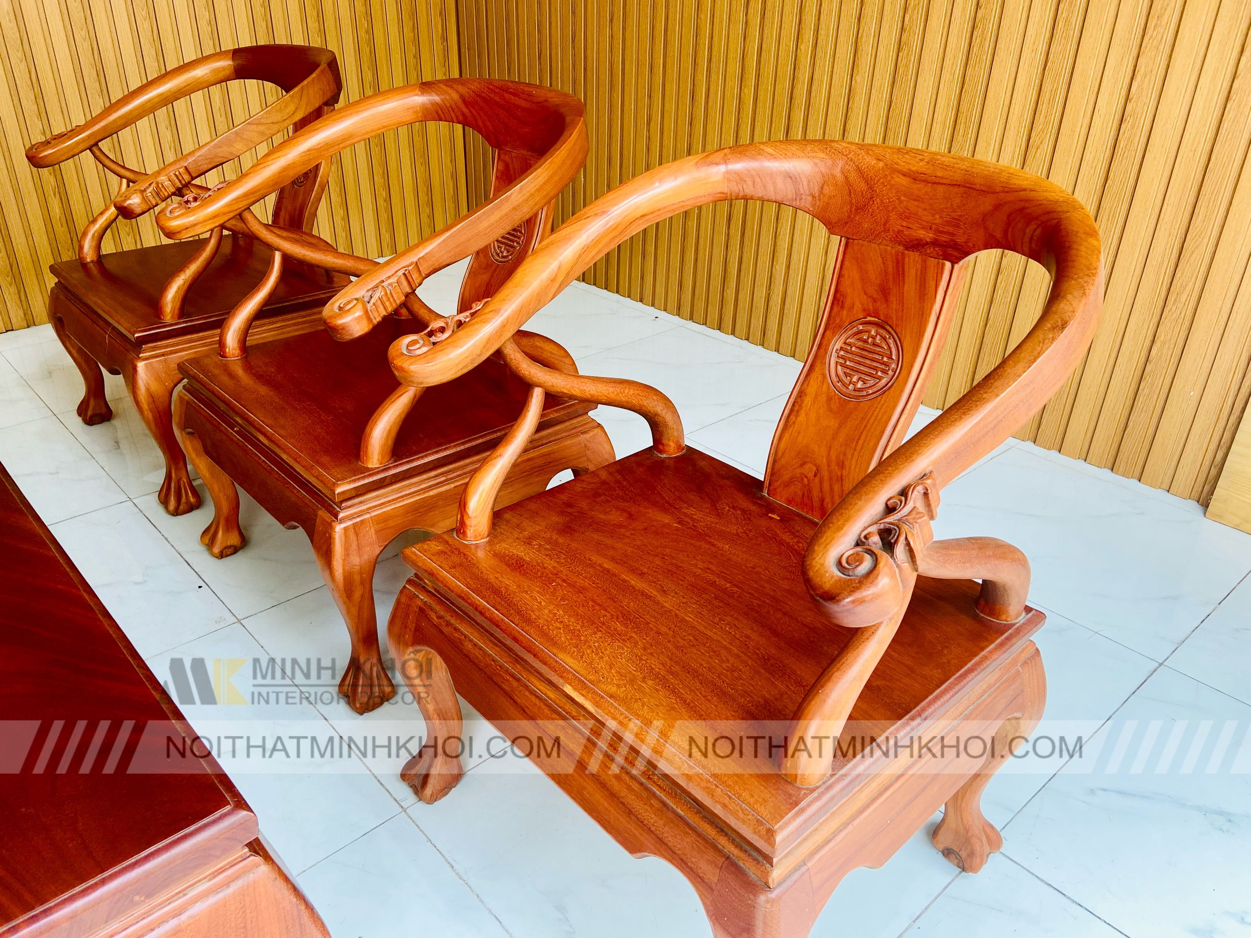 Salon Thúng Gõ Đỏ 6 Ghế Cao Cấp - SL165