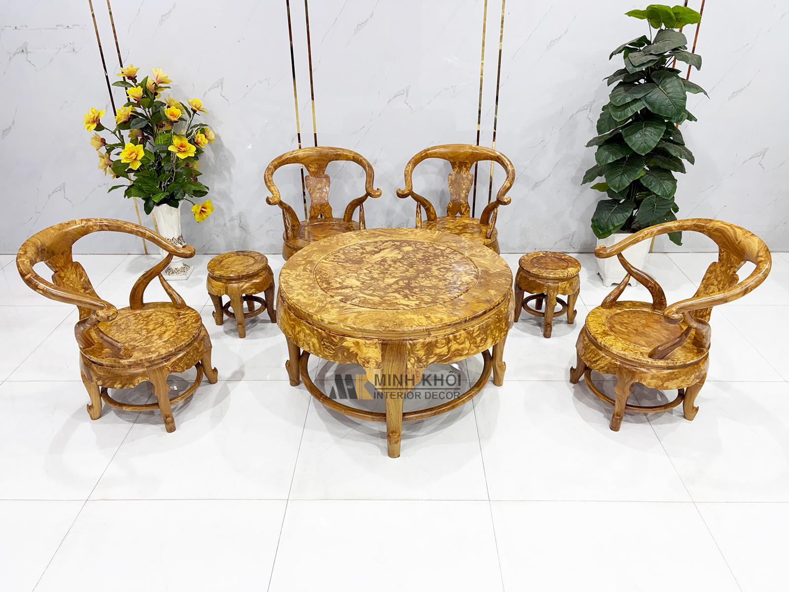 Bộ Salon Thúng Gỗ Nu Nghiến 7 Món Khung Tranh - SL897