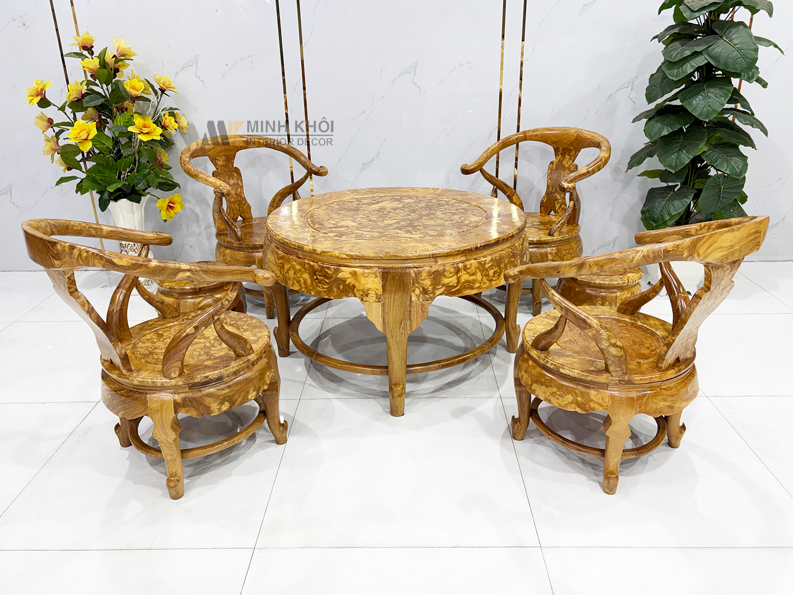 Bộ Salon Thúng Gỗ Nu Nghiến 7 Món Khung Tranh - SL897
