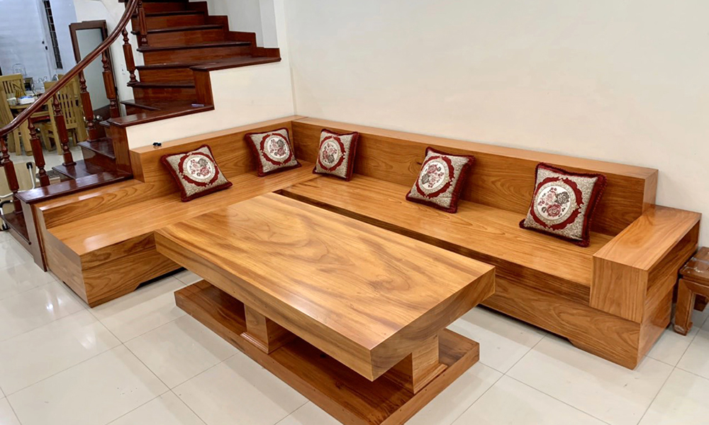Hướng dẫn chọn bộ bộ bàn ghế gỗ phòng khách chữ L thiết kế độc đáo và tiện ích