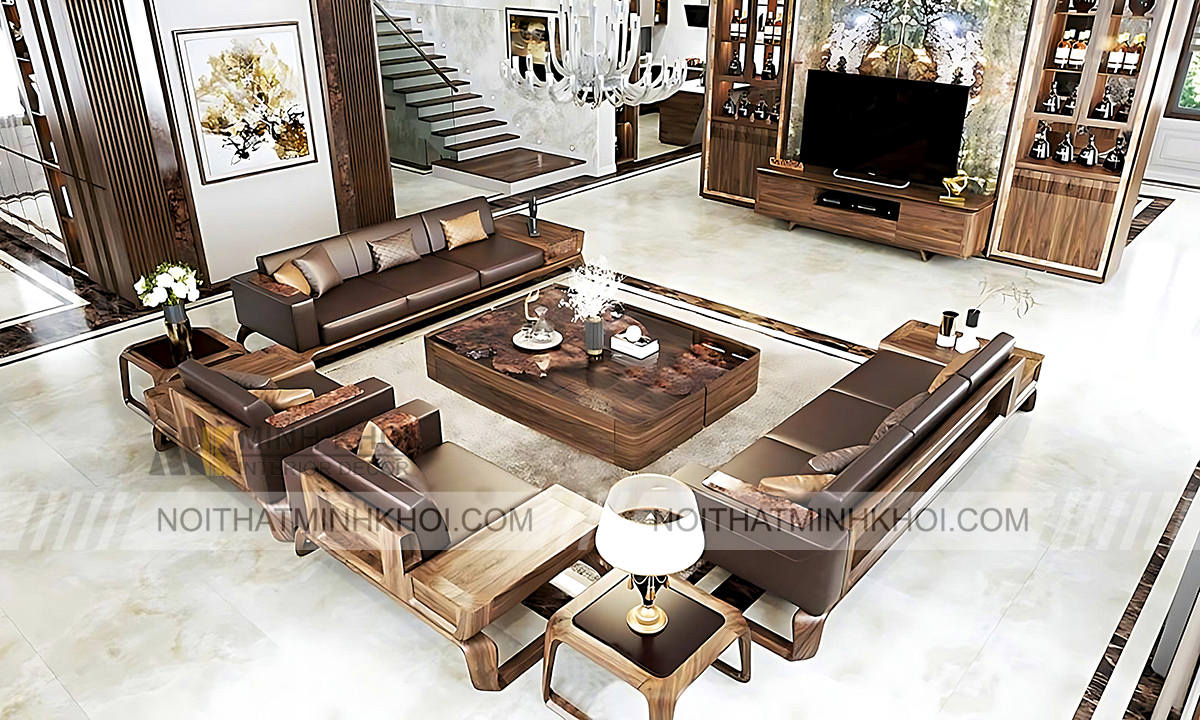 Sofa gỗ nguyên khối - gỗ óc chó