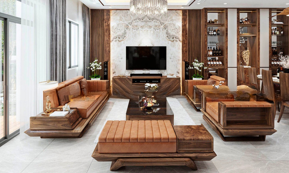Sofa Gỗ Óc Chó Hiện Đại