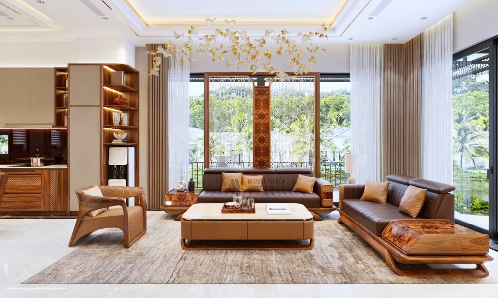 Sofa Gỗ Óc Chó Hiện Đại