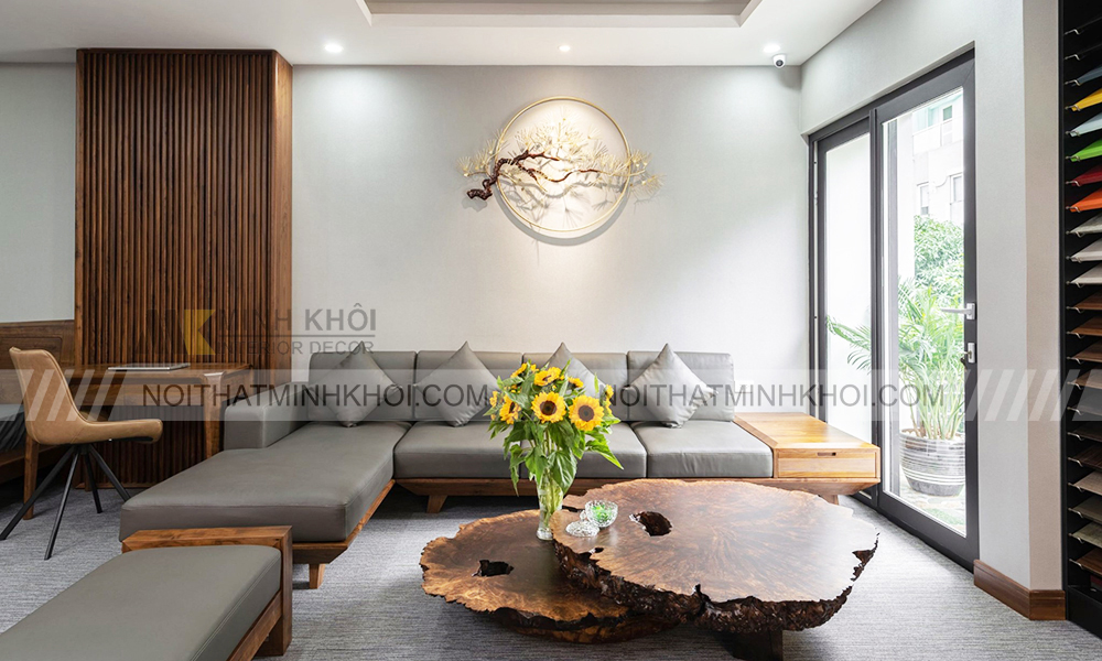 Sofa gỗ óc chó đẹp sang trọng