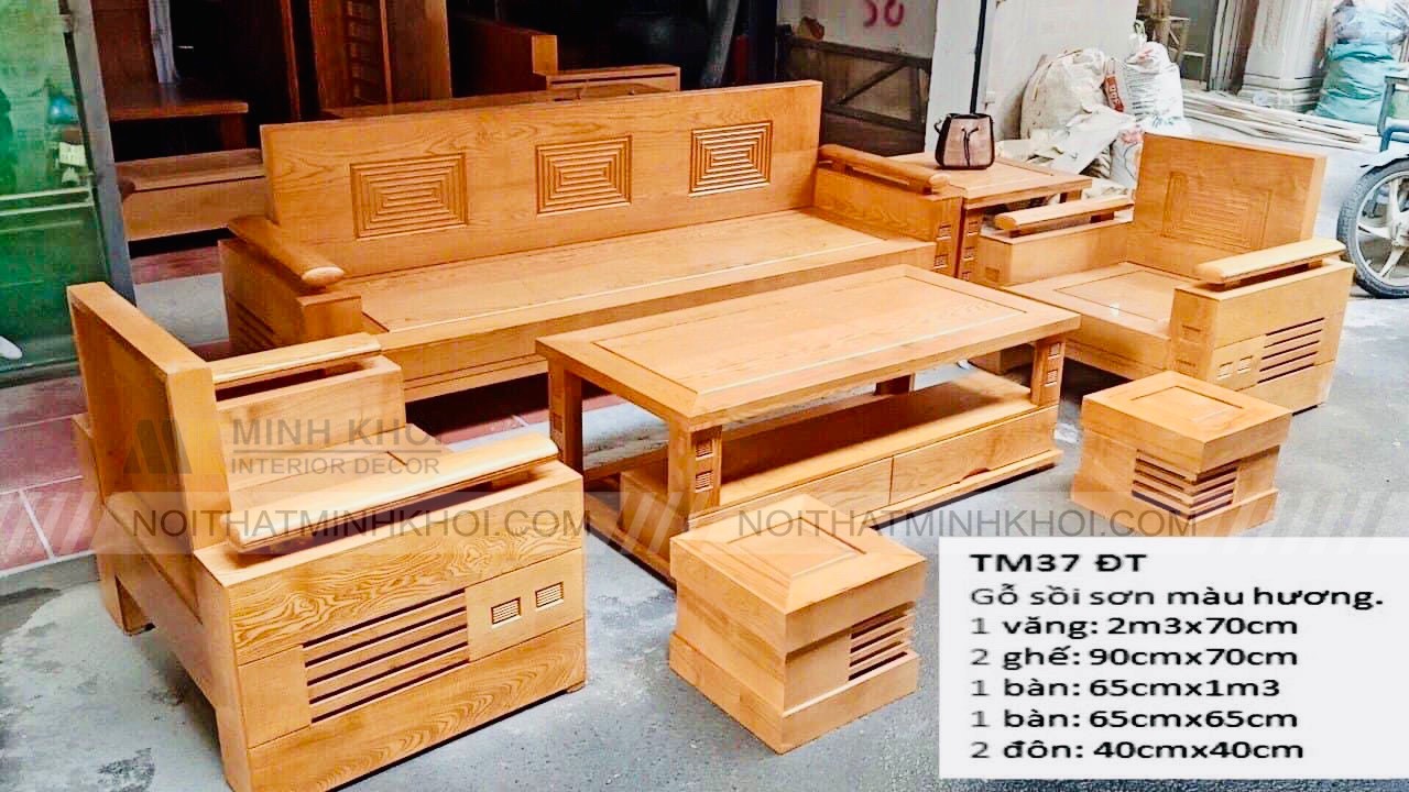 Sofa Gỗ Sồi Sơn Màu Hương - SF201G