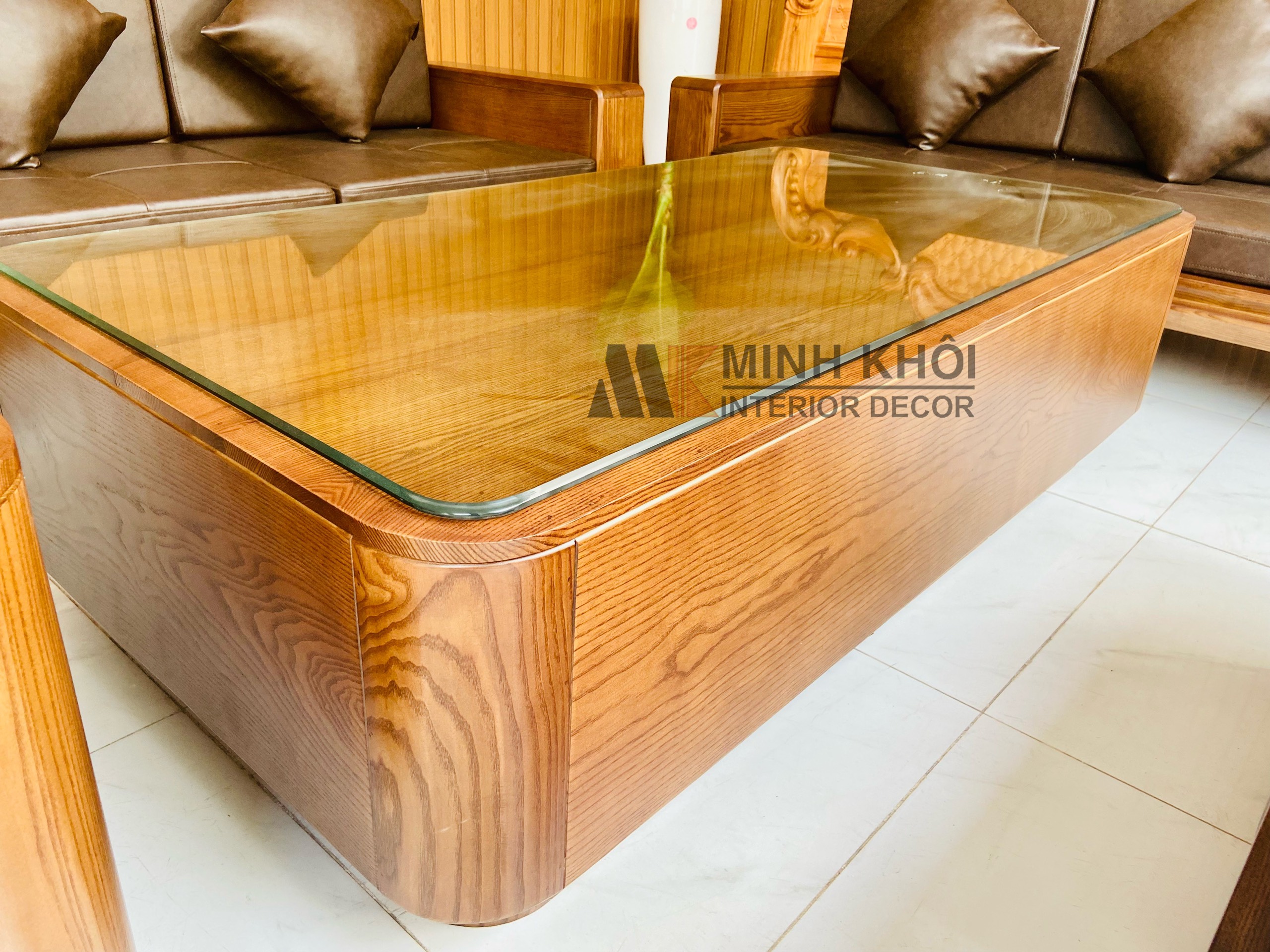 Sofa Gỗ Sồi Sơn Màu Óc Chó Đối 5 Món - SF233G