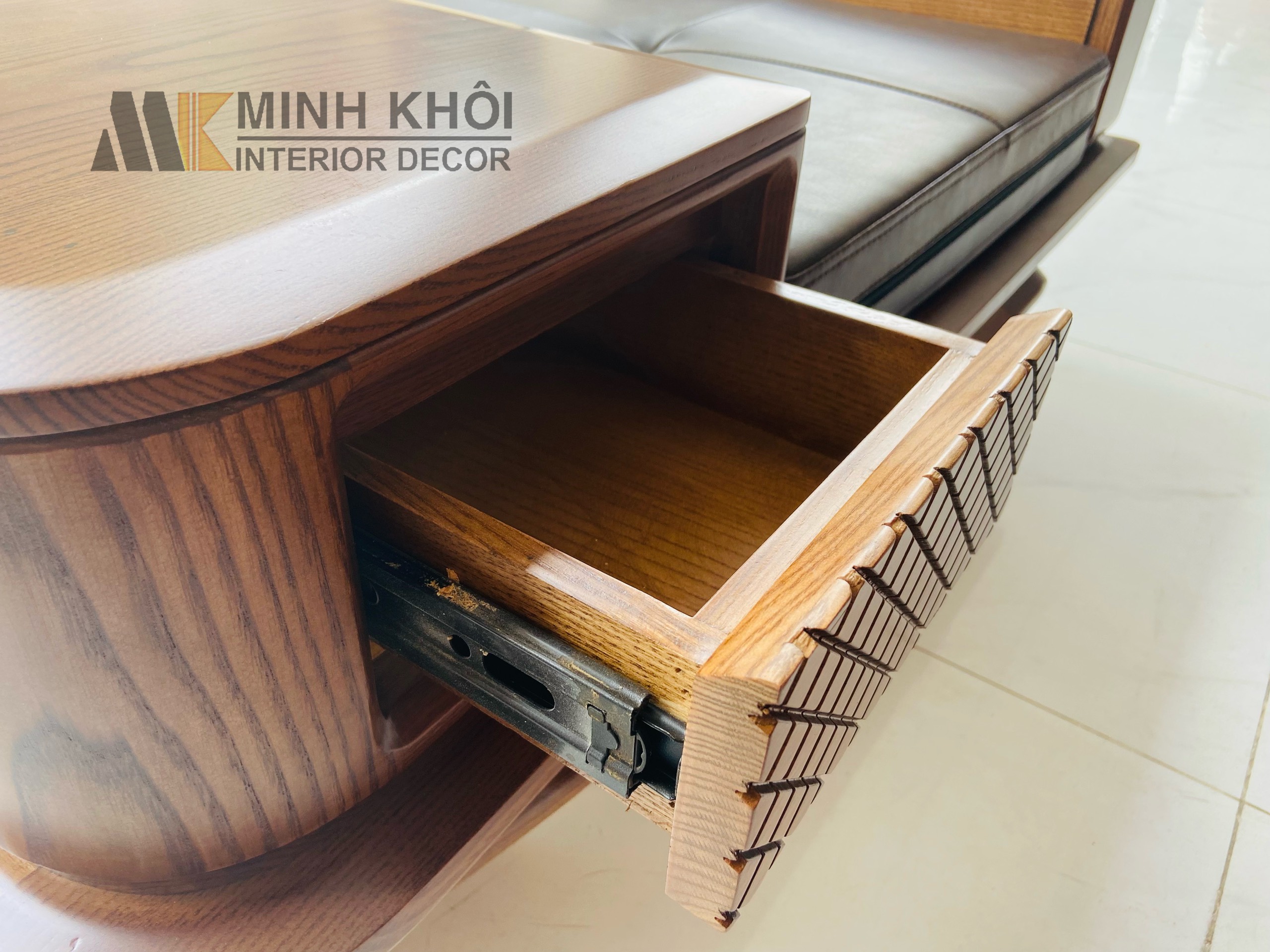 Sofa Gỗ Sồi Sơn Màu Óc Chó Đối 5 Món - SF233G