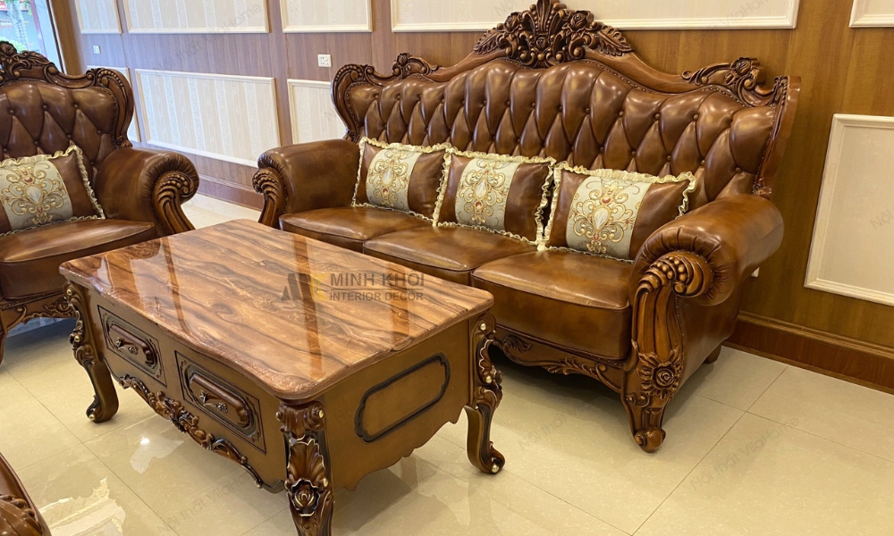 Sofa Gỗ Tân Cổ Điển Đẹp HOT Hiện Nay