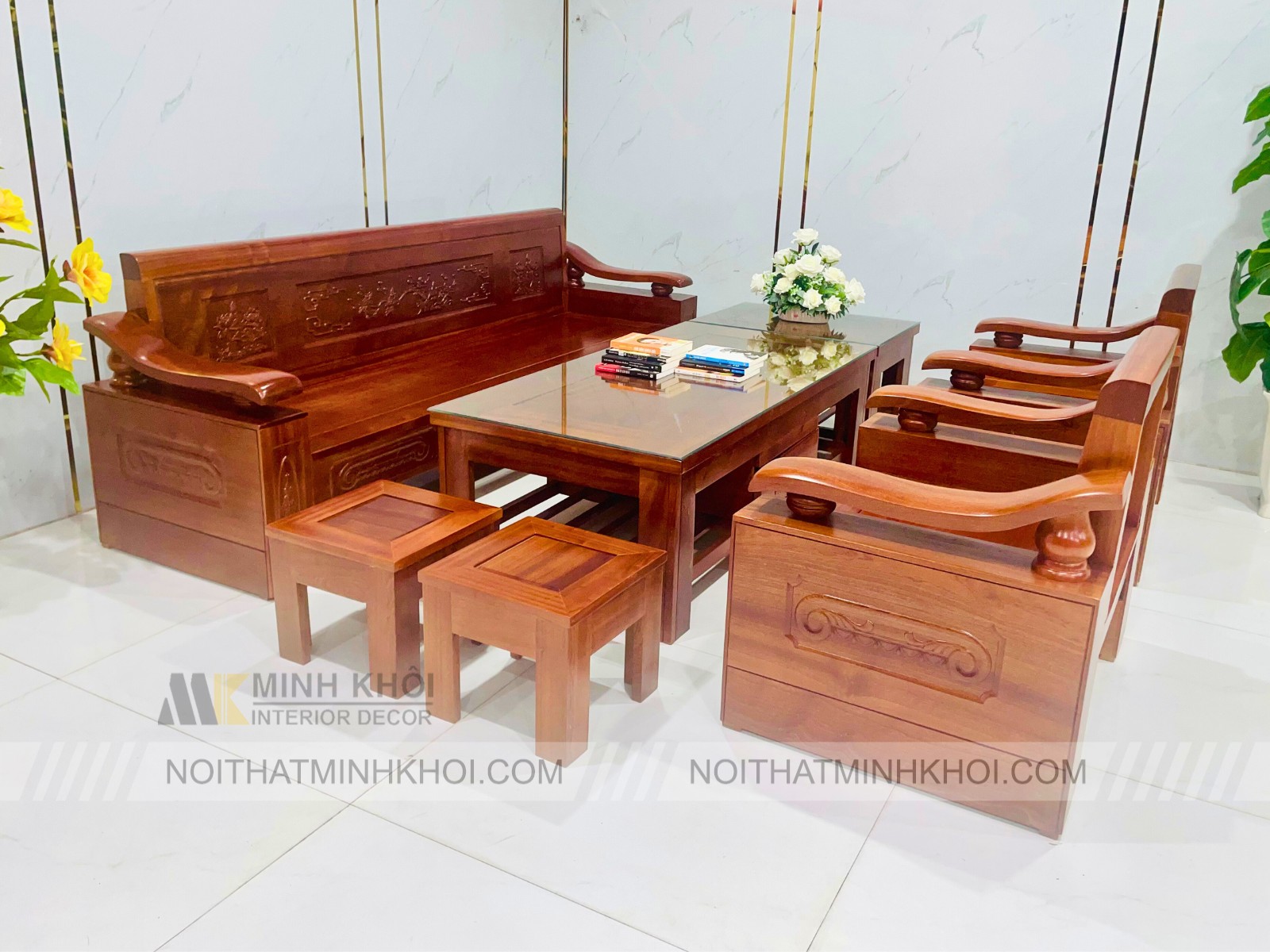 Sofa Gỗ Xoan Đào Đối 7 Món Đẹp - SF971