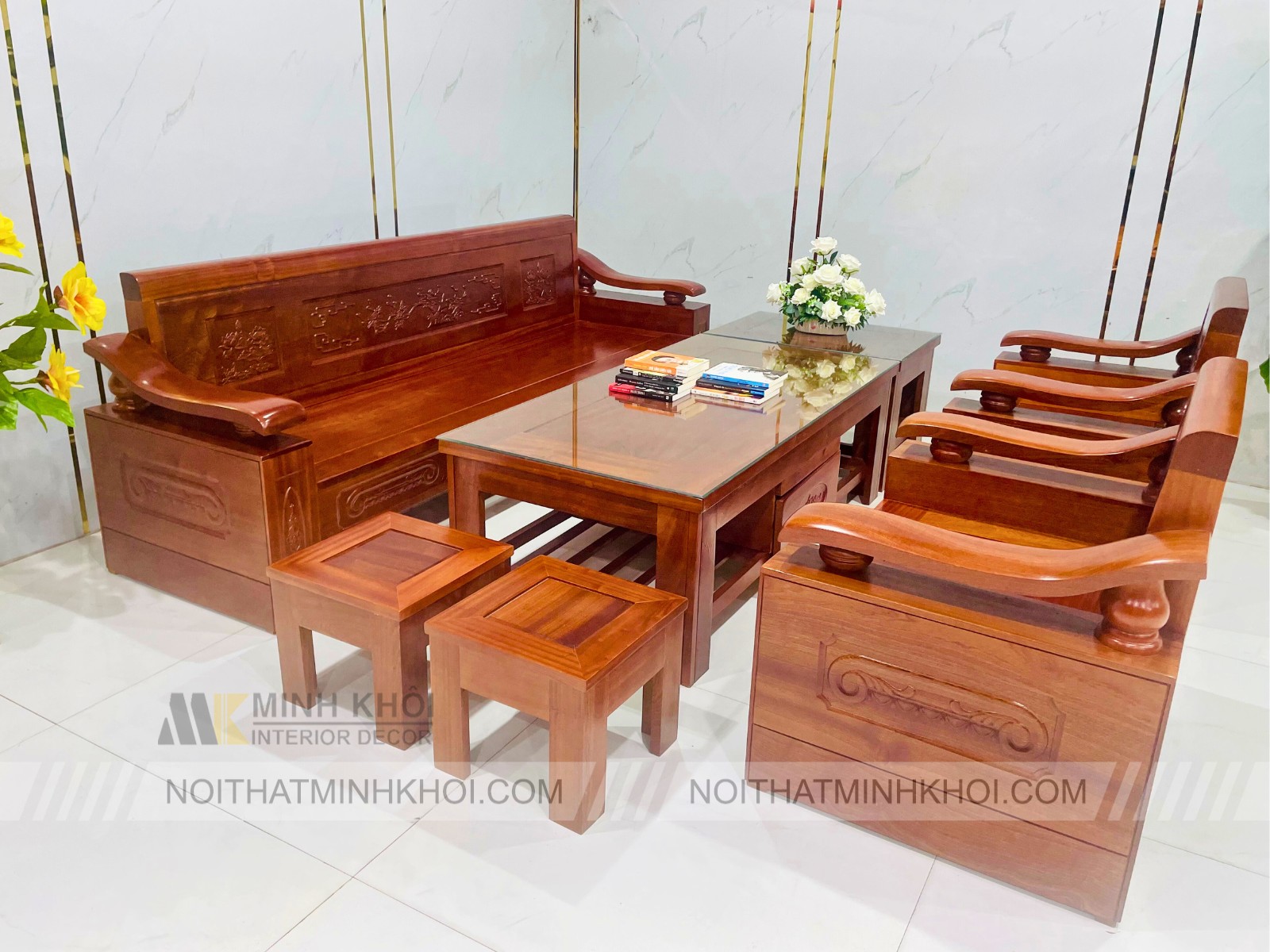 Sofa Gỗ Xoan Đào Đối 7 Món Đẹp - SF971