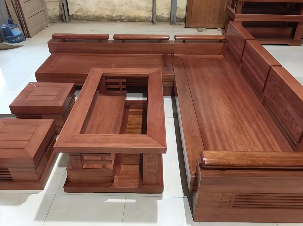 Sofa góc gỗ còng hiện đại 5 món - SF190G
