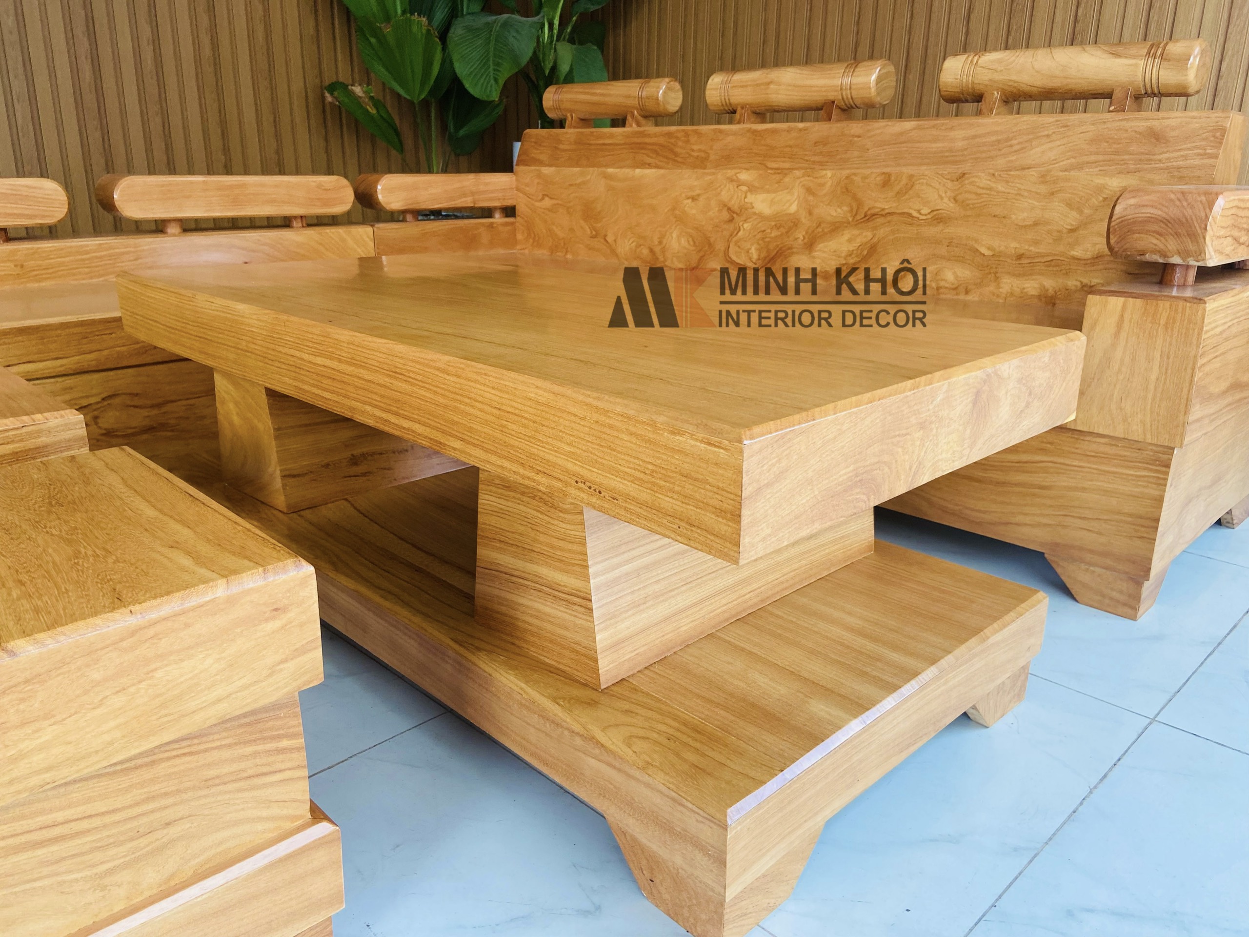 Sofa góc gỗ gõ đỏ - SF2012