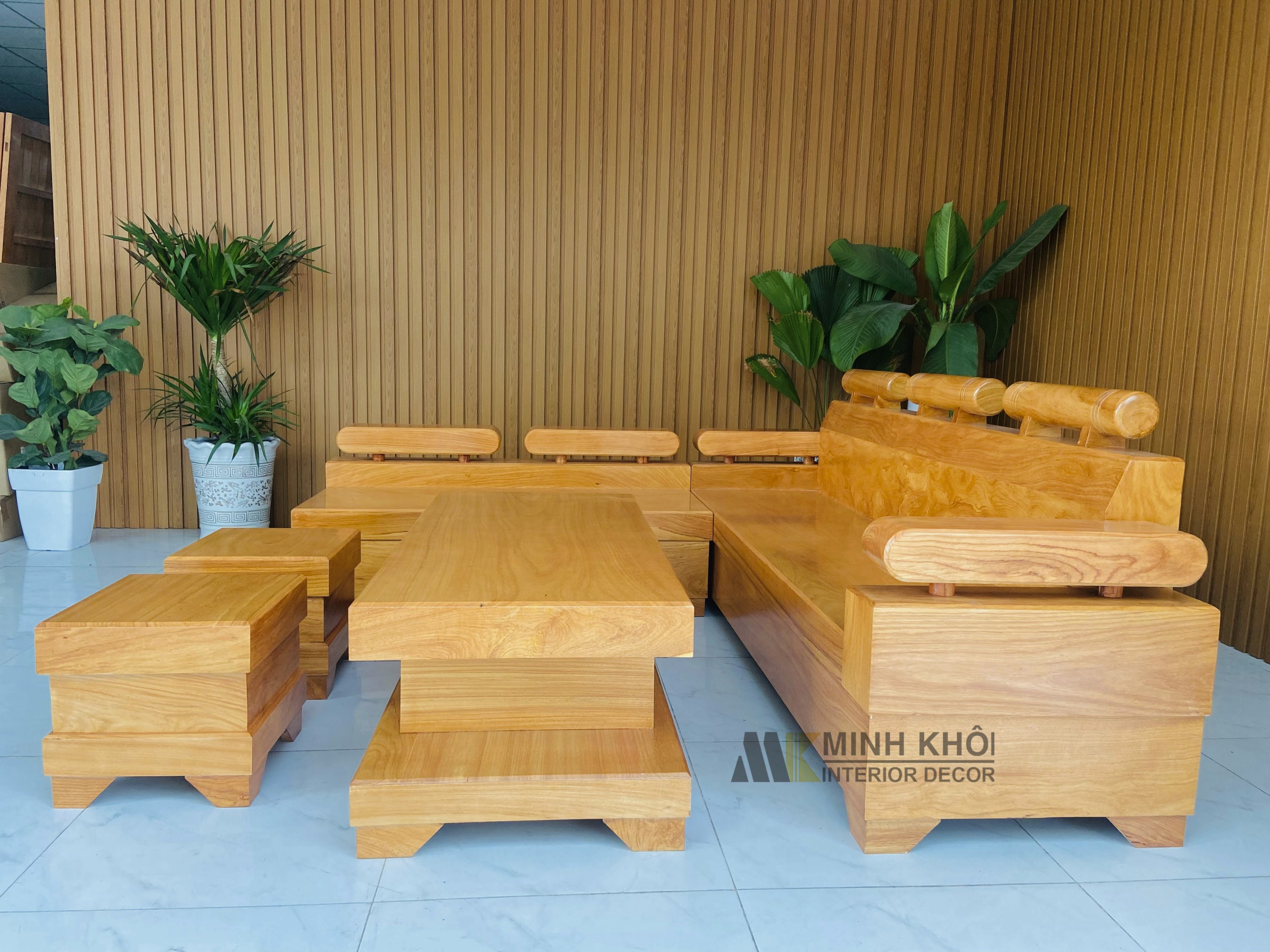 Sofa góc gỗ gõ đỏ - SF2012