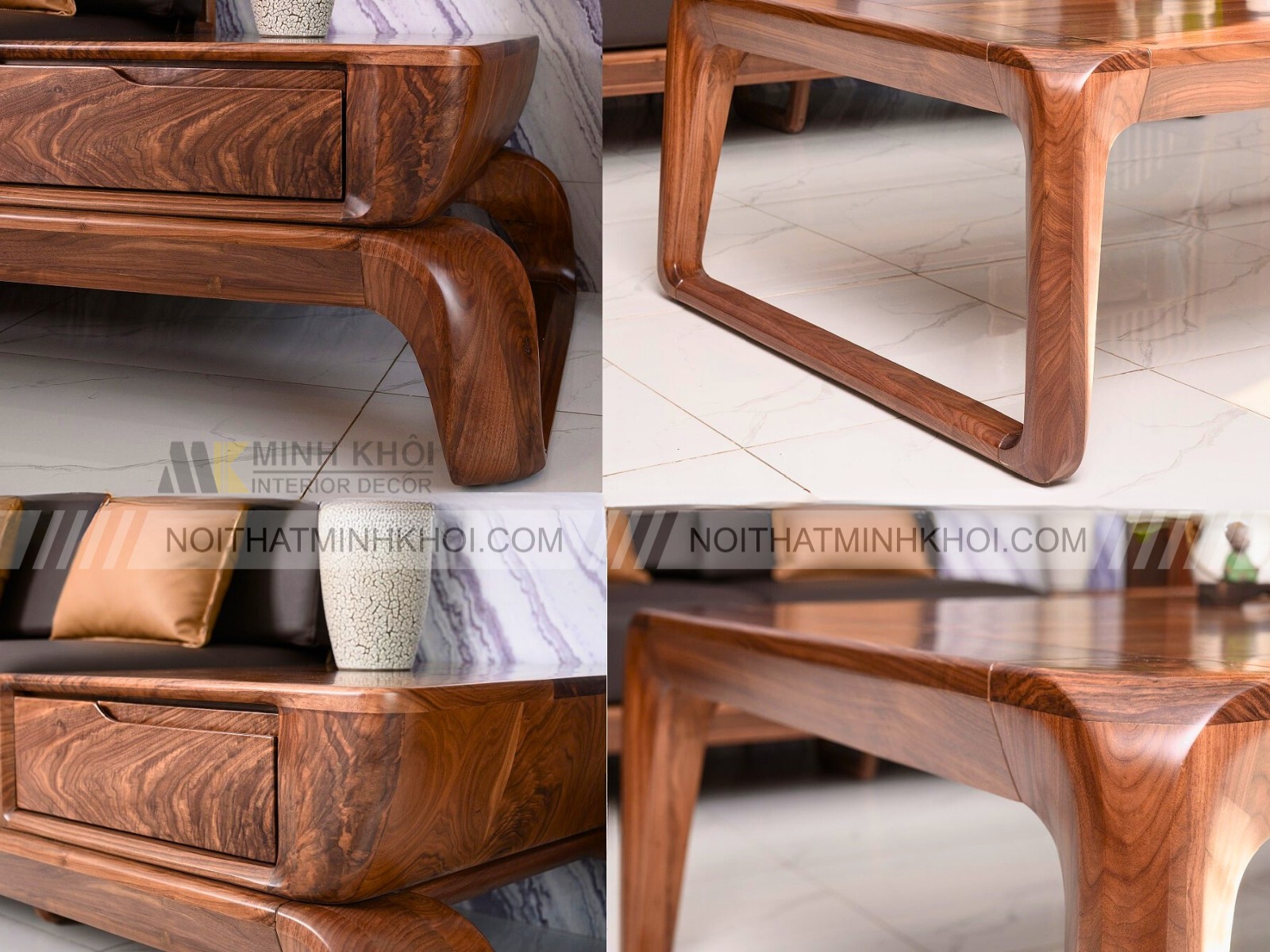 Bộ Sofa Hiện Đại Gỗ Óc Chó Chữ U Cao Cấp - SF964