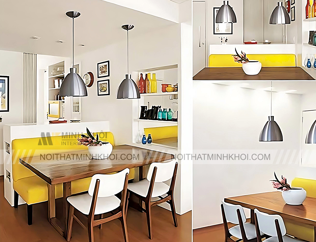 Sofa kết hợp bàn ăn giúp tối ưu không gian sống