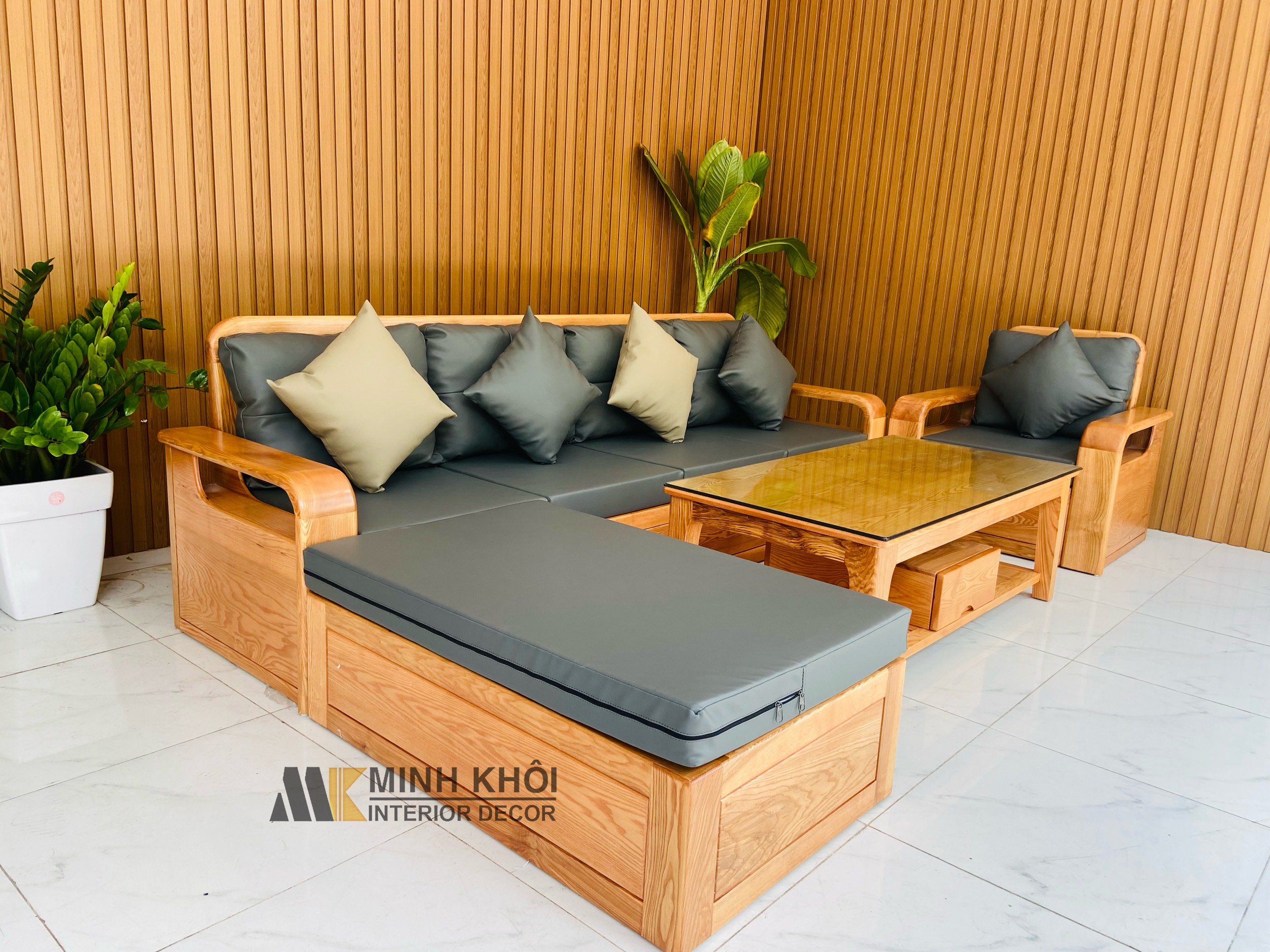 Sofa Sồi Tự Nhiên 4 Món - SF227G