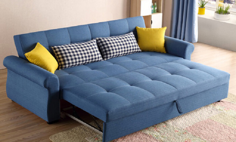 Sofa vải bố kết hợp giường ngủ hiện đại