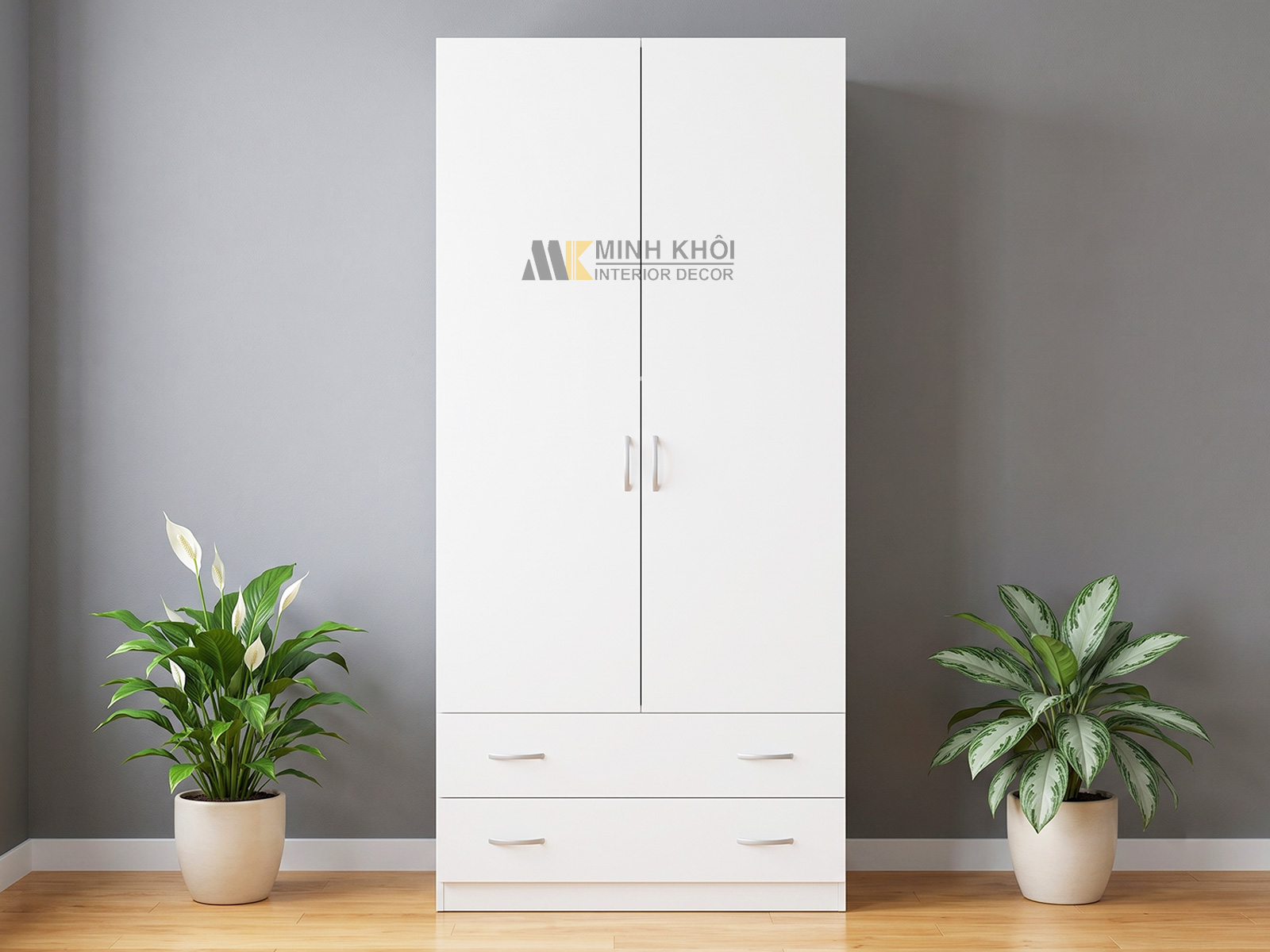 Tủ Quần Áo Gỗ MFC Màu Trắng Cỡ Nhỏ - TA054