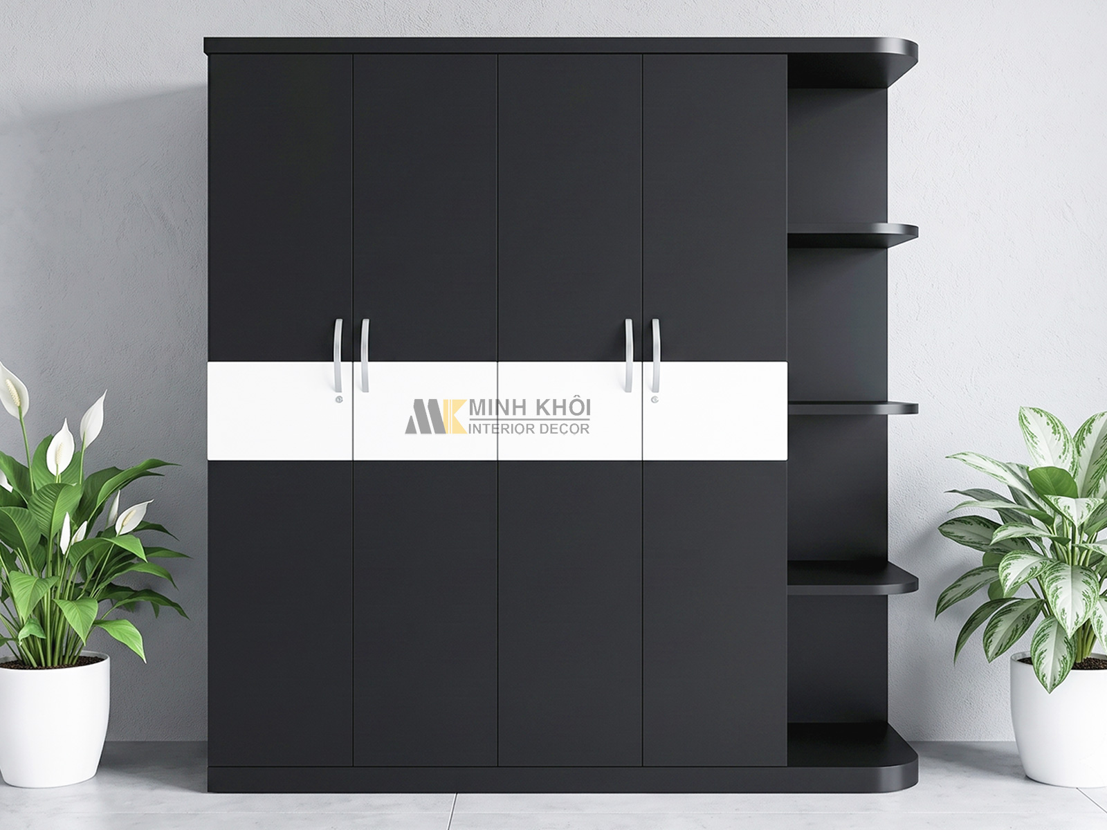 Tủ Quần Áo Giá Rẻ Thiết Kế Đẹp Màu Đen - TA603