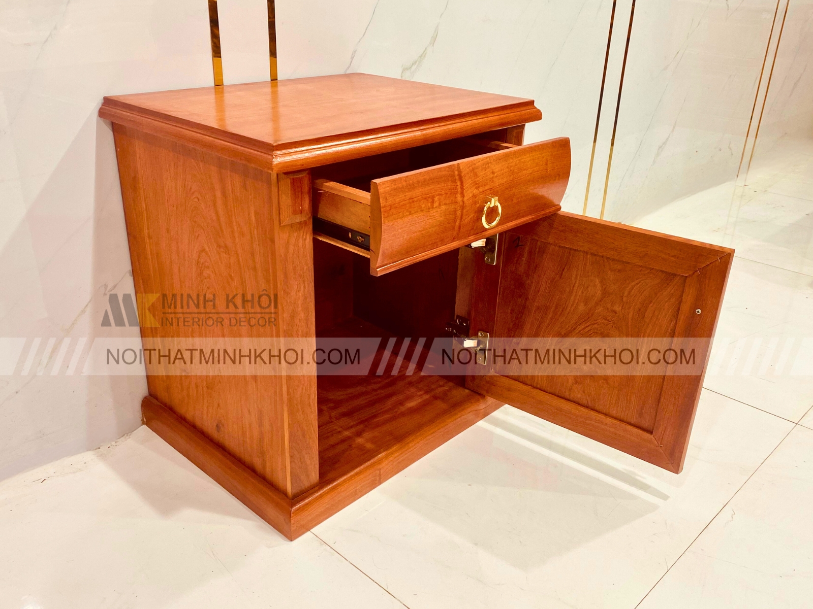 Tab Đầu Giường Gỗ Hương Đá Hiện Đại - TDG225