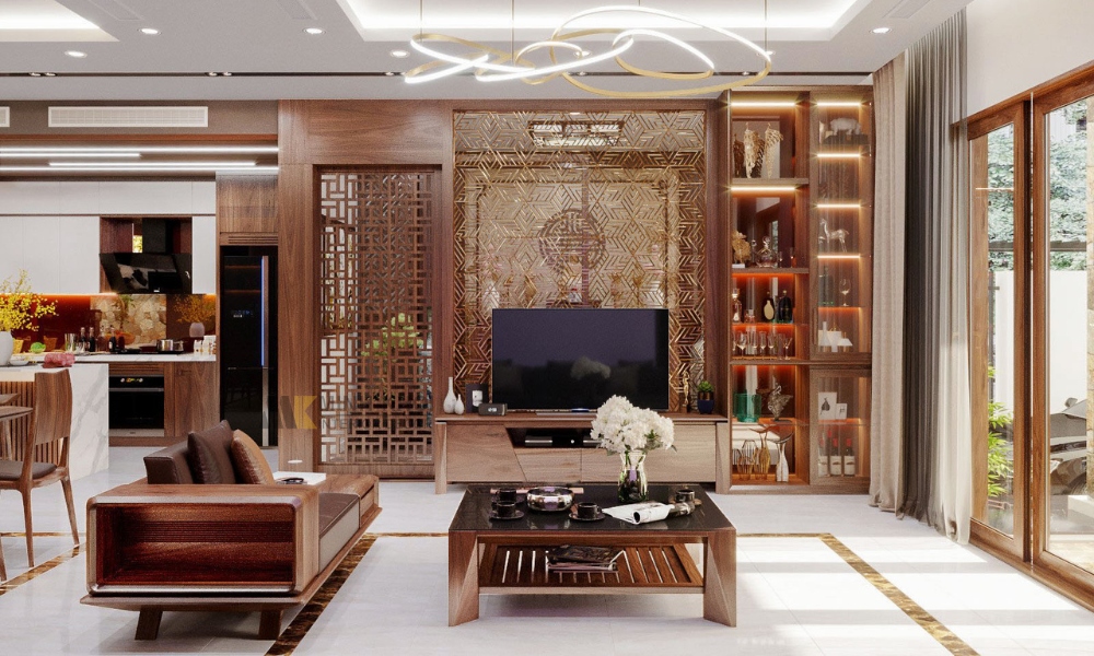 Tận dụng kệ trang trí và tủ gỗ để tiết kiệm không gian