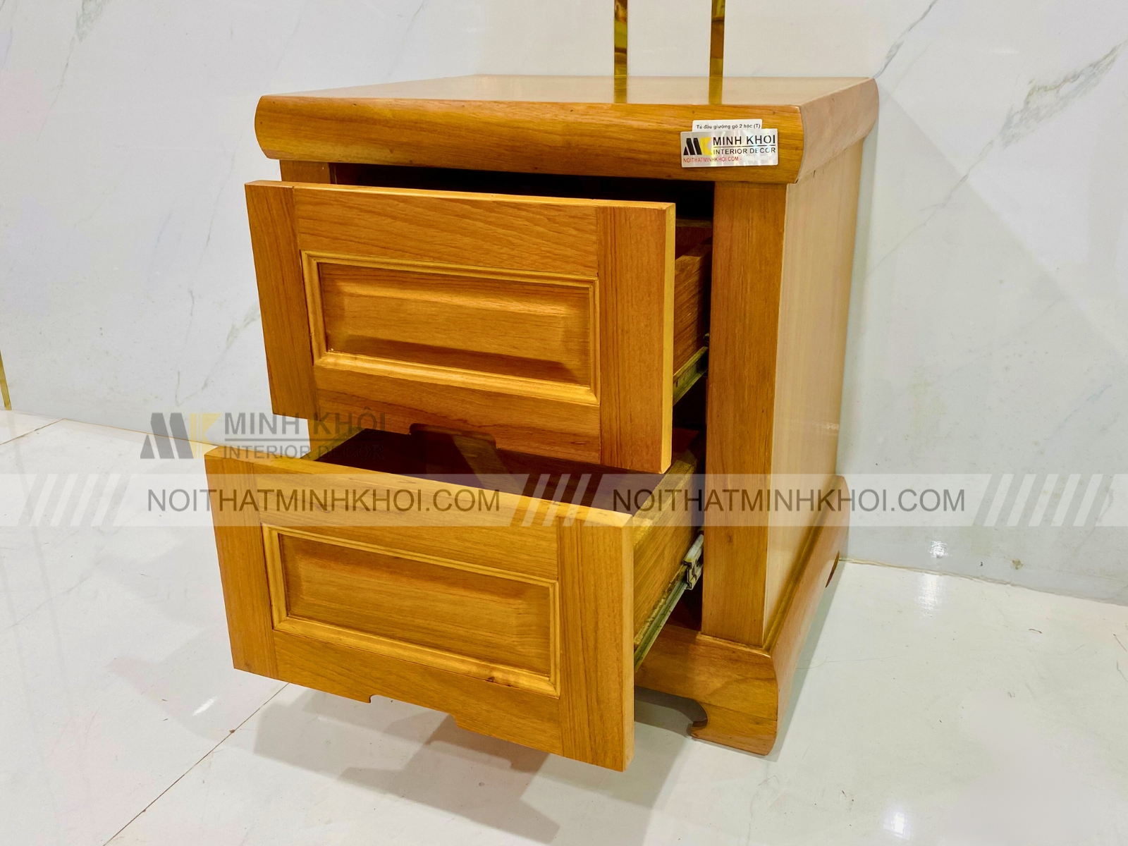 Táp Đầu Giường Gõ Đỏ Hiện Đại 2 Hộc - TDG227