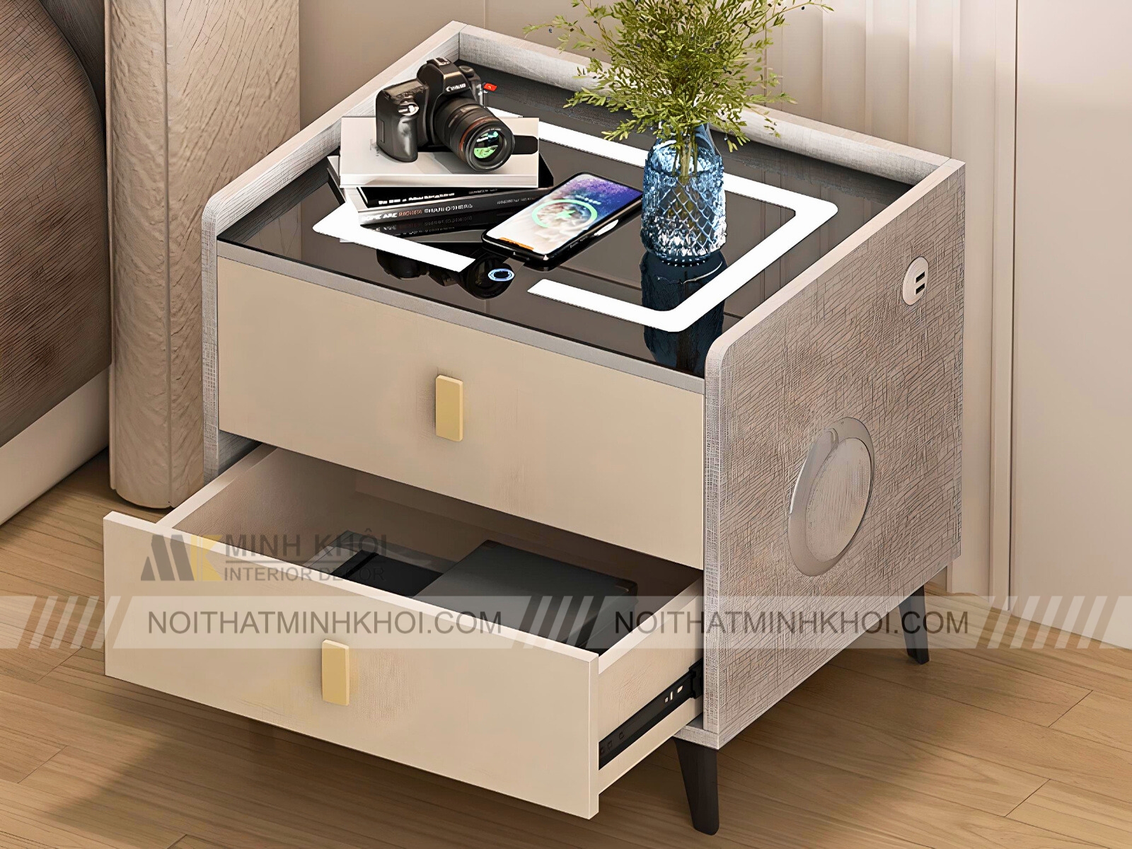 Táp Đầu Giường MDF Thông Minh Có Sạc Không Dây - TDG017