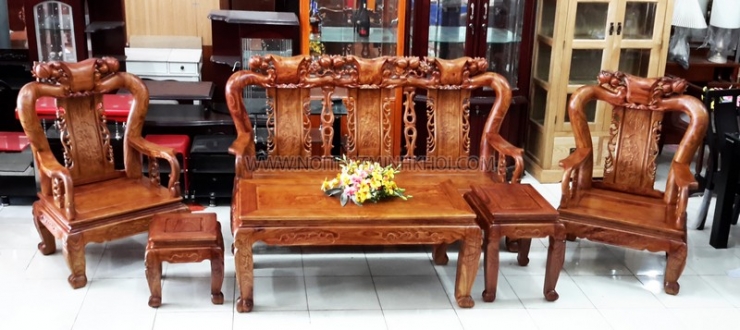 salon triện đào gỗ hương tay 12 6 món
