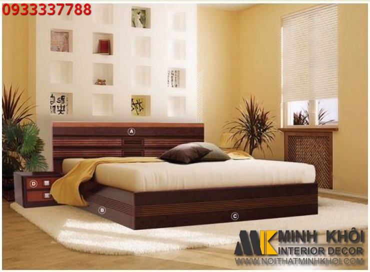 giường ngủ hiện đại gỗ xoan đào