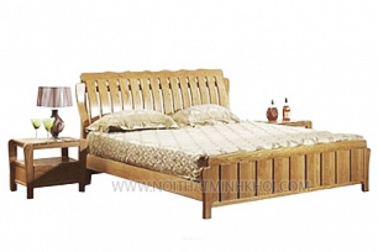 Giường ngủ dễ thương bằng gỗ cao su tự nhiên.