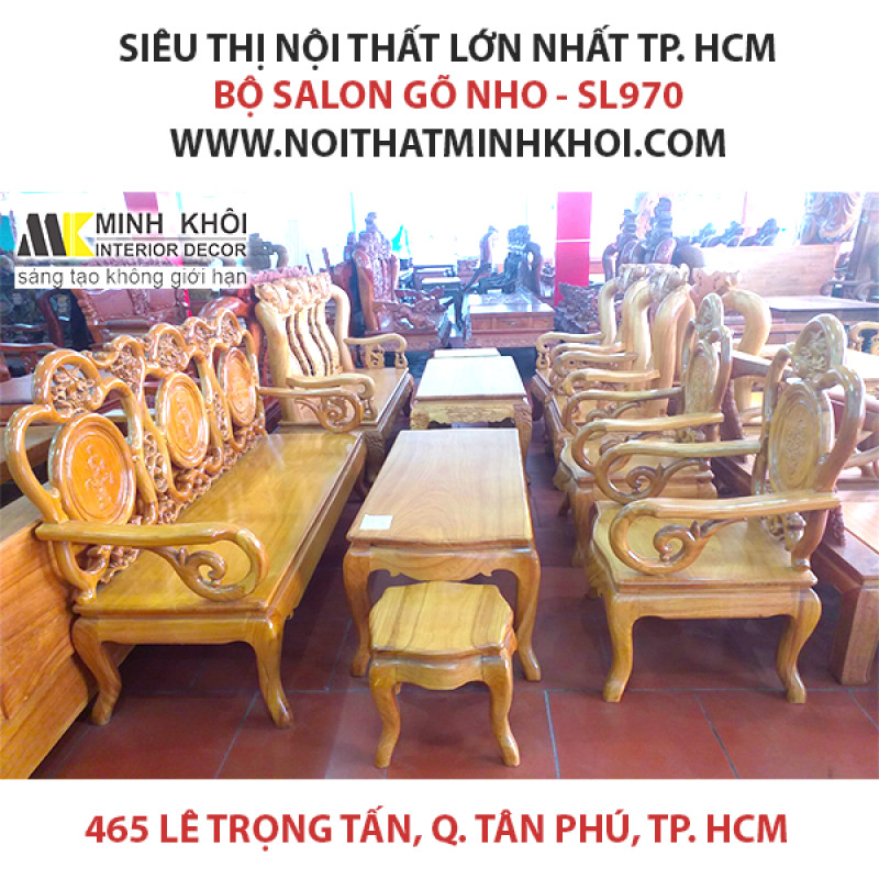 Bộ bàn ghế gỗ Gõ Đỏ chạm Nho Mặt Liền