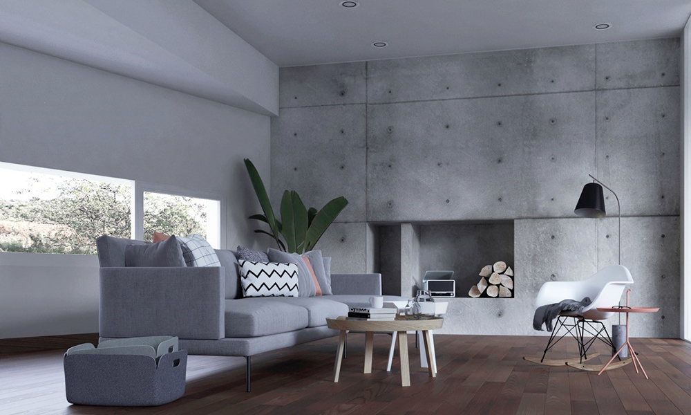 Trang trí vách tường bằng bê tông