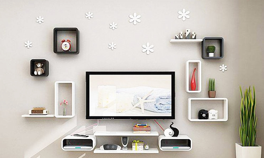 Trang trí vách tường bằng kệ