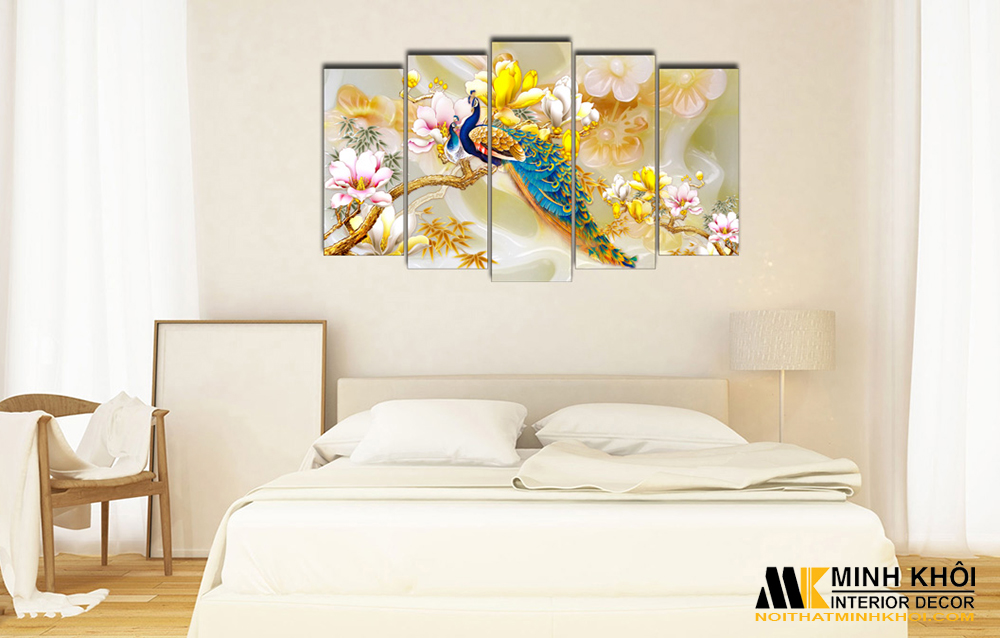 Chọn Tranh Treo Đầu Giường Ngủ với màu sắc phù hợp với không gian căn phòng