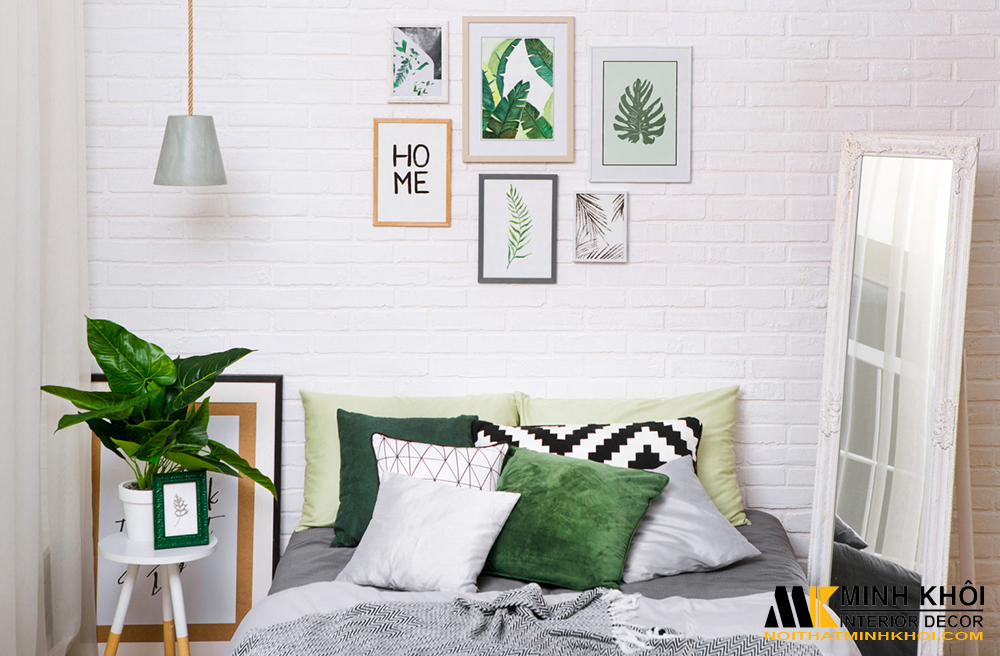 Sử dụng tranh treo đầu giường để trang trí giường ngủ