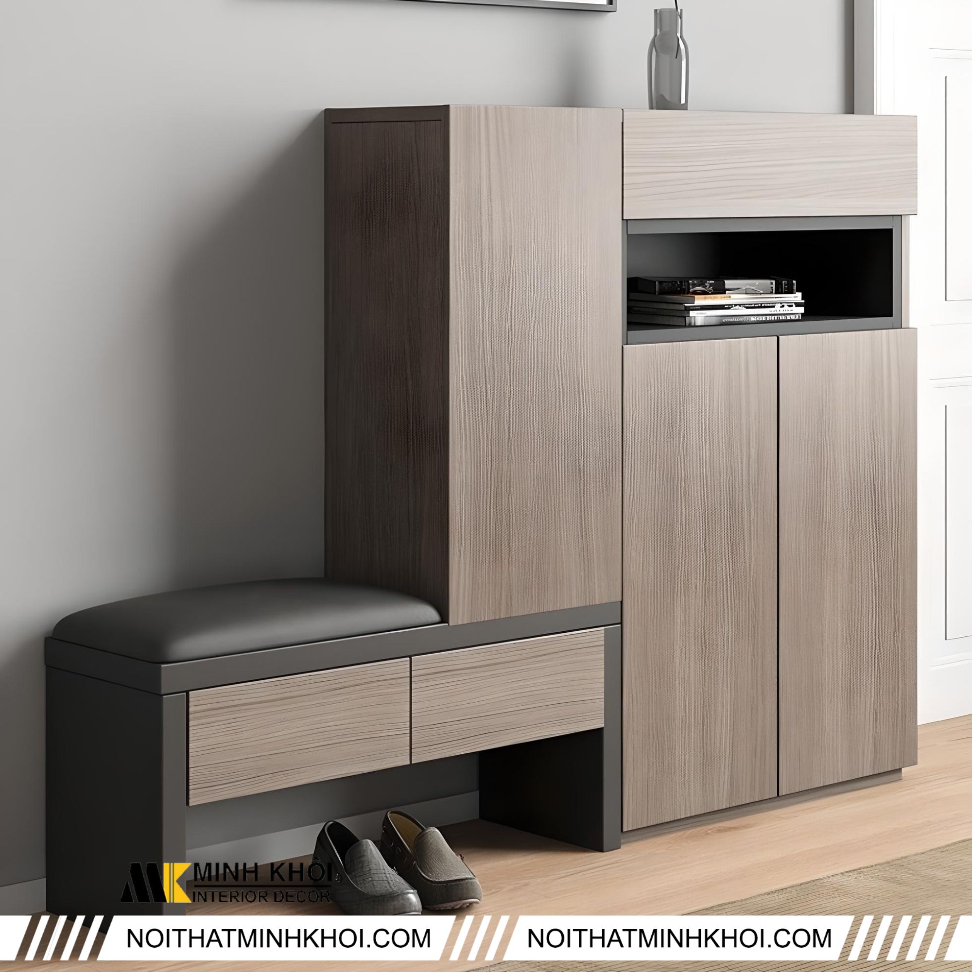 Tủ để giày gỗ công nghiệp với giá thành ổn định, phù hợp với nhiều đối tượng khách hàng