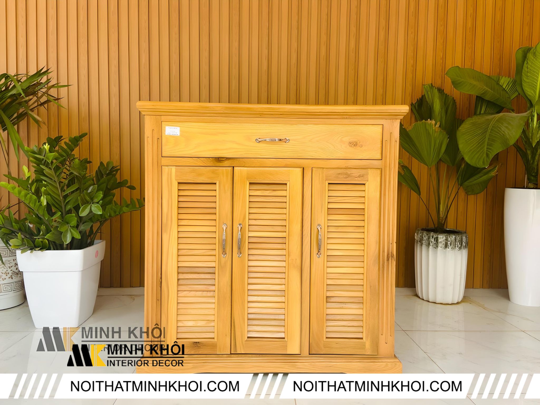 Tủ đựng giày dép lá sách gỗ sồi mỹ 1m - TGD101