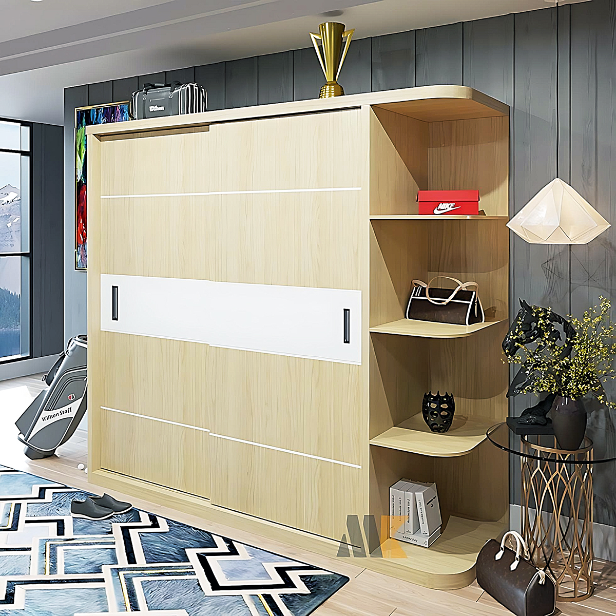 Tủ Áo Cửa Lùa MFC Màu Vàng Sáng Sang Trọng - TA033