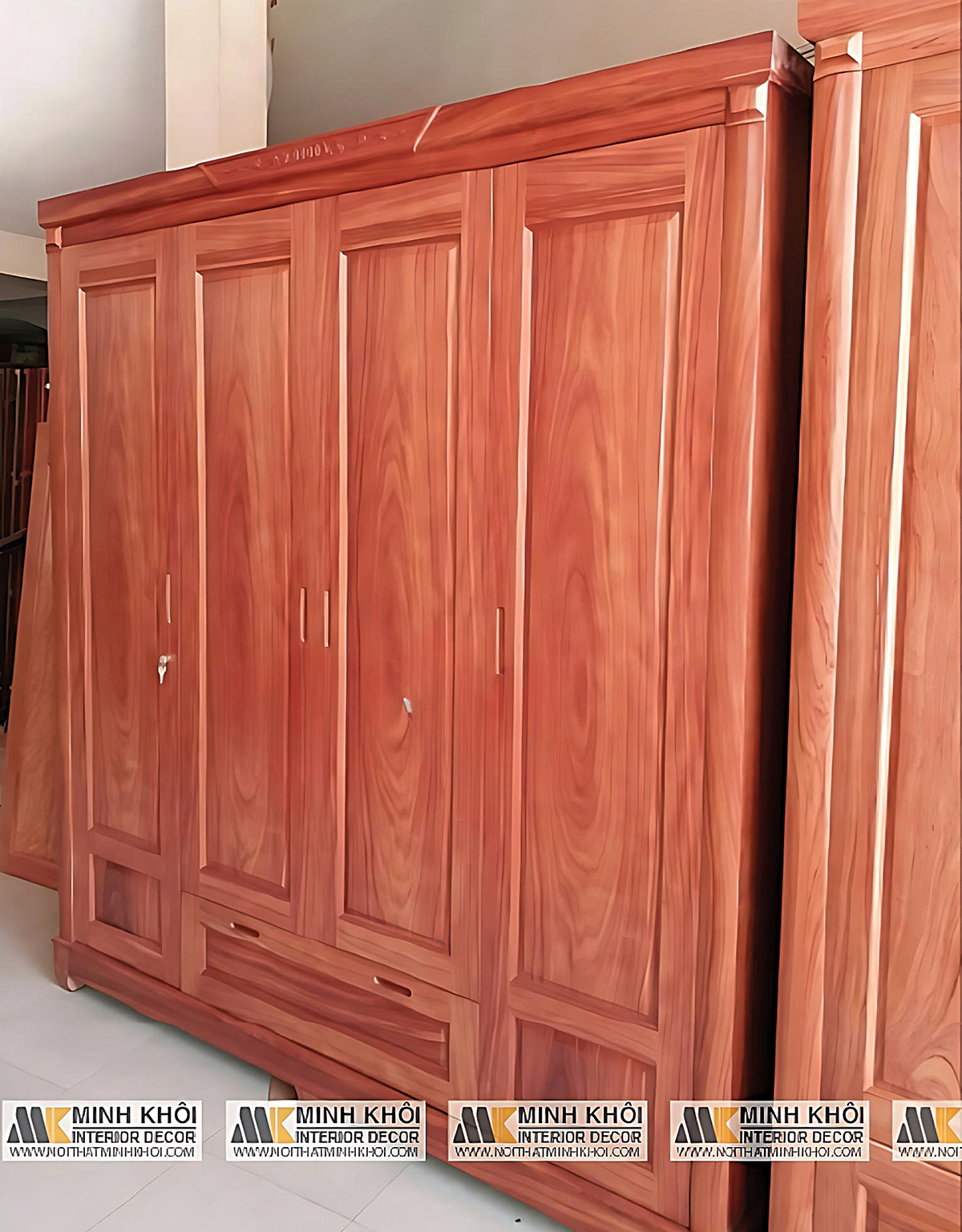 Tủ Áo Gỗ Cẩm Vàng 4 Cánh - TA099