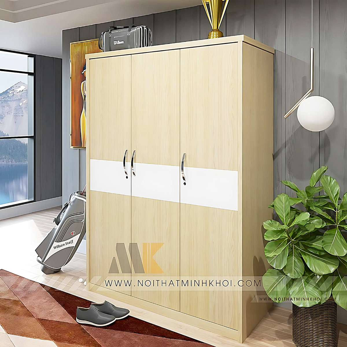 Tủ Áo MDF 3 Cánh Giá Rẻ Đẹp - TA659