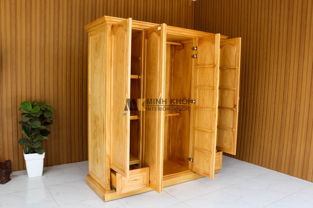 Tủ Áo Quần Gõ Đỏ 4 Cánh - TA970