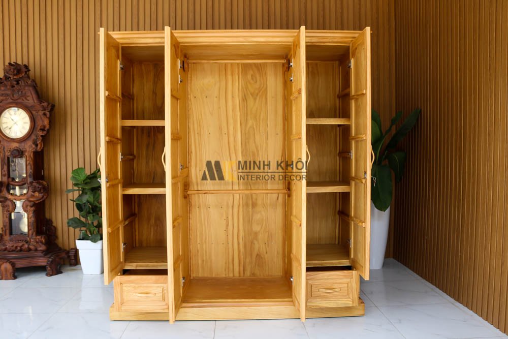 Tủ Áo Quần Gõ Đỏ 4 Cánh - TA970