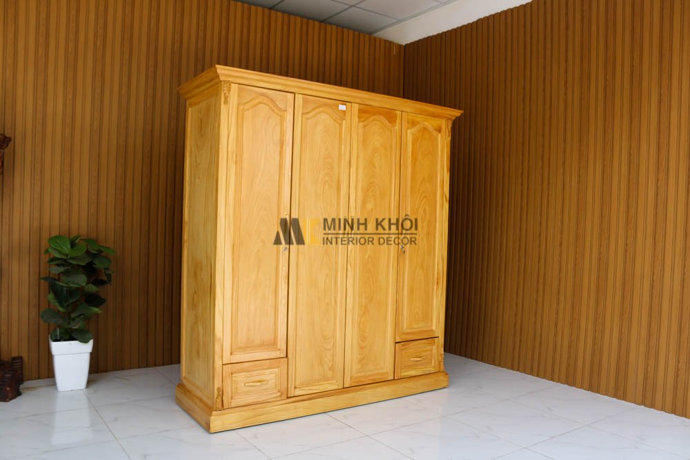 Tủ Áo Quần Gõ Đỏ 4 Cánh - TA970