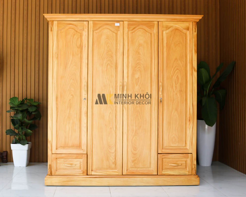 Tủ Áo Quần Gõ Đỏ 4 Cánh - TA970