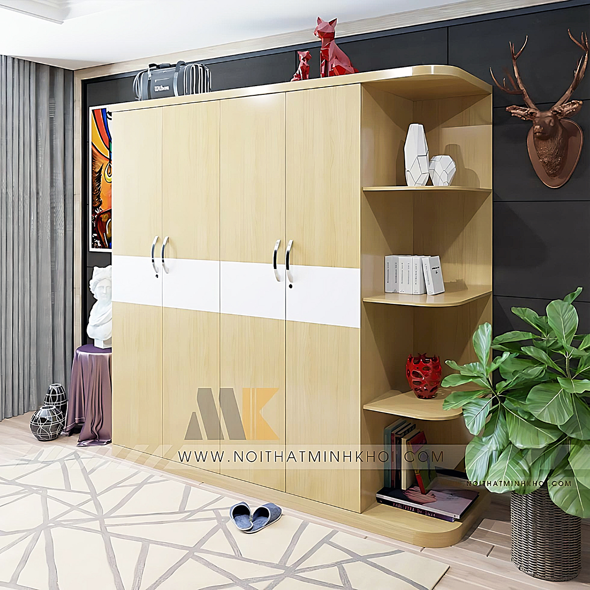 Tủ Áo Quần MFC Vân Sồi/Xoan Đào Ngoại Cỡ - TA037