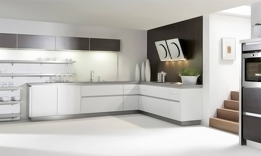 Tủ bếp acrylic chữ L màu trắng - TB3867